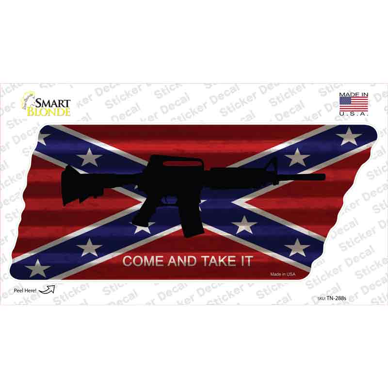 Come and Take It Novelty Corrugated Tennessee Shape Sticker Decal Small