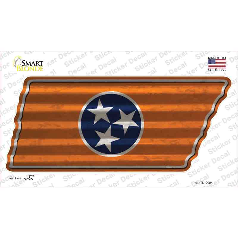 Orange Tennessee Flag Novelty Corrugated Tennessee Shape Sticker Decal Small