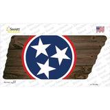 Tri Star on Dark Wood Novelty Tennessee Shape Sticker Decal Small