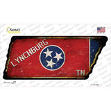 Lynchburg Tennessee Flag Novelty Rusty Effect Tennessee Shape Sticker Decal Small