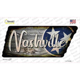 Nashville Tri Star on Wood Novelty Rusty Effect Tennessee Shape Sticker Decal Small