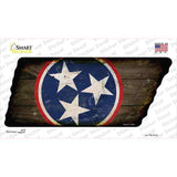 Blue Tri Star Novelty Rusty Effect Tennessee Shape Sticker Decal Small