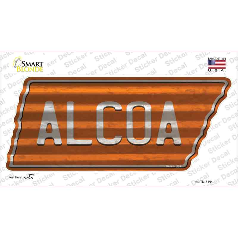 Alcoa Novelty Corrugated Effect Tennessee Shape Sticker Decal Small