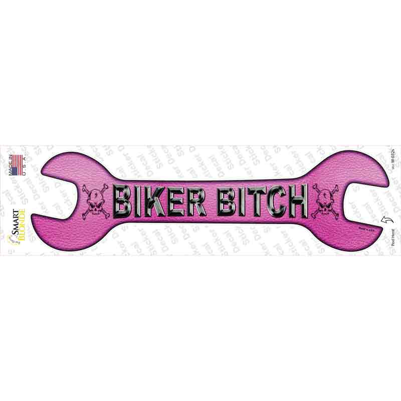 Biker Bitch Pink Novelty Wrench Sticker Decal Small