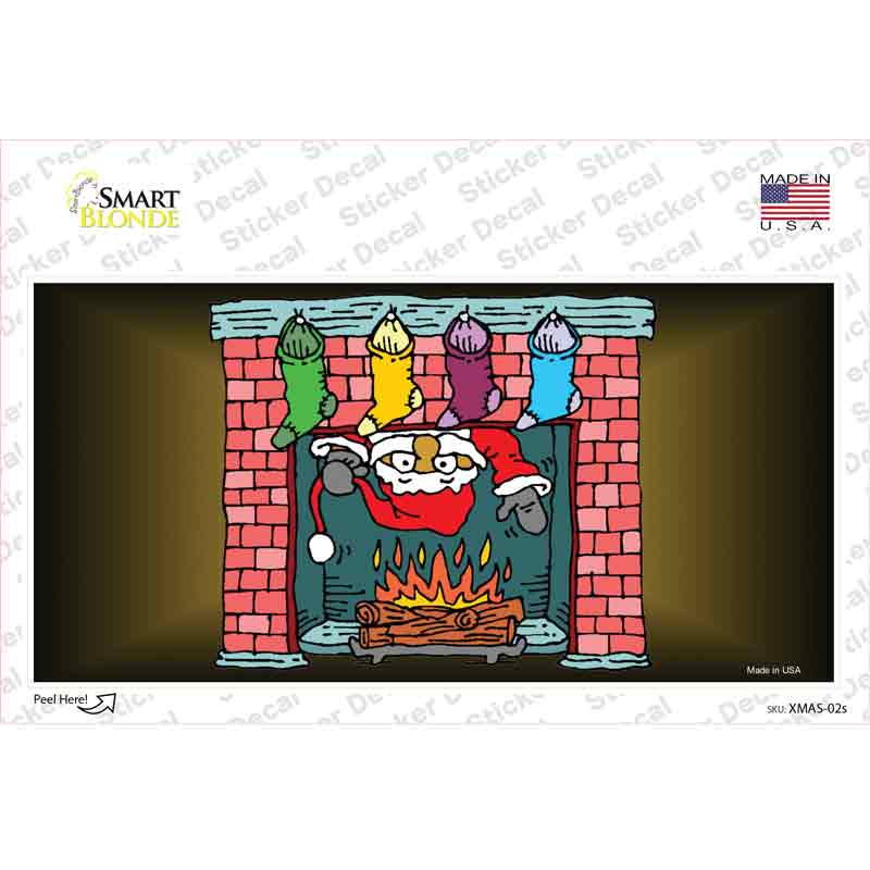 Santa Chimney Novelty Sticker Decal Small