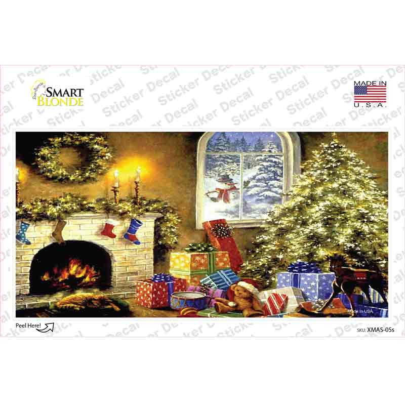 Christmas Scene Novelty Sticker Decal Small