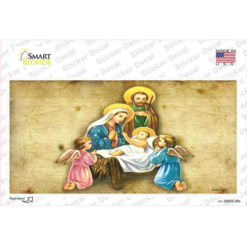 Christmas Manger Novelty Sticker Decal Small