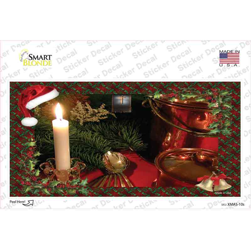 Wreath And Candle Novelty Sticker Decal Small