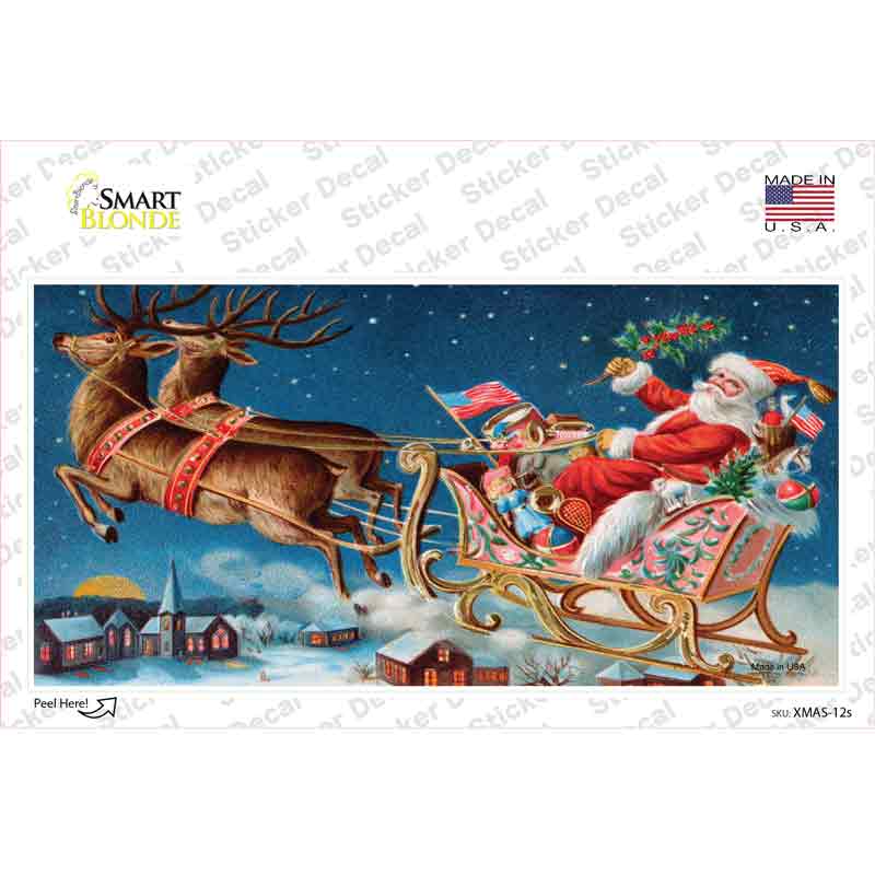 Santa Sleigh Novelty Sticker Decal Small