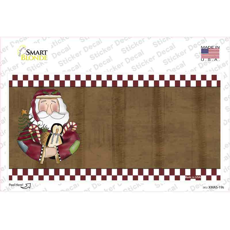 Santa With Rag Doll Novelty Sticker Decal Small