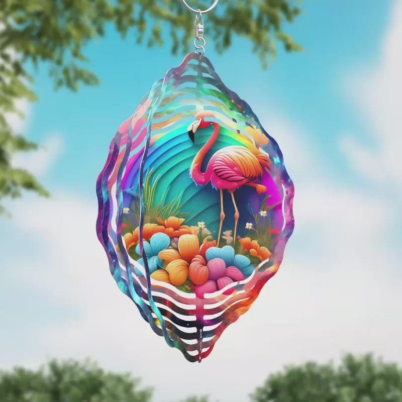 Flamingo Colors Novelty Metal Wind Spinner