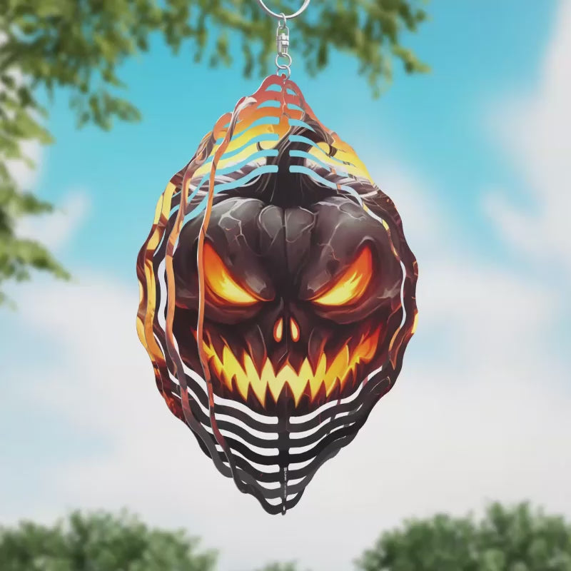 Orange Halloween Jack-O'-Lantern Novelty Metal Wind Spinner