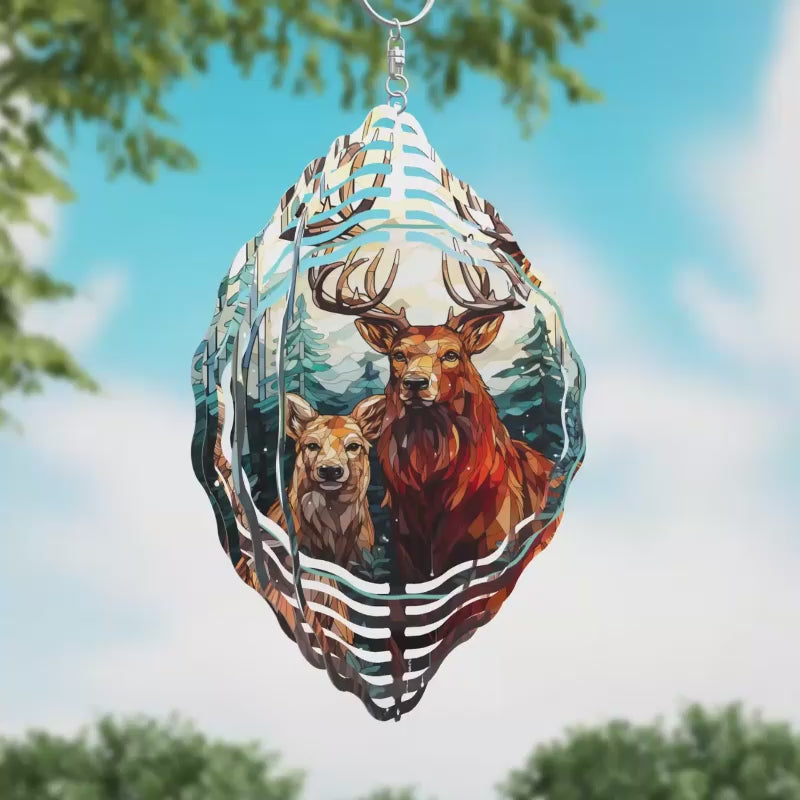 Deer Zoomed In Novelty Metal Wind Spinner