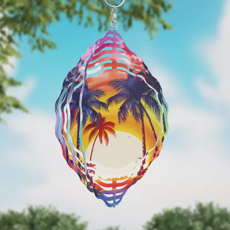 Palms and Clouds Novelty Metal Wind Spinner