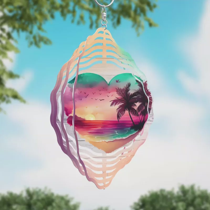 Heart Beach Waves Novelty Metal Wind Spinner