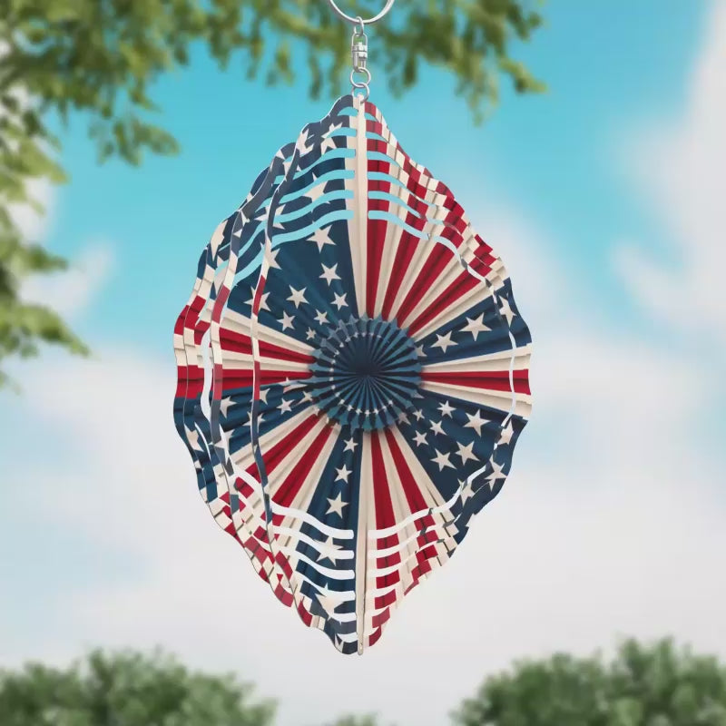 American Flag Pinwheel Novelty Metal Wind Spinner