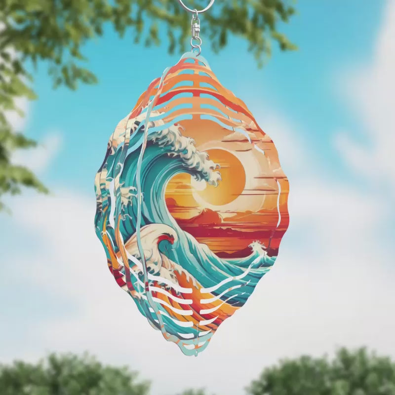 Ocean Waves Novelty Metal Wind Spinner