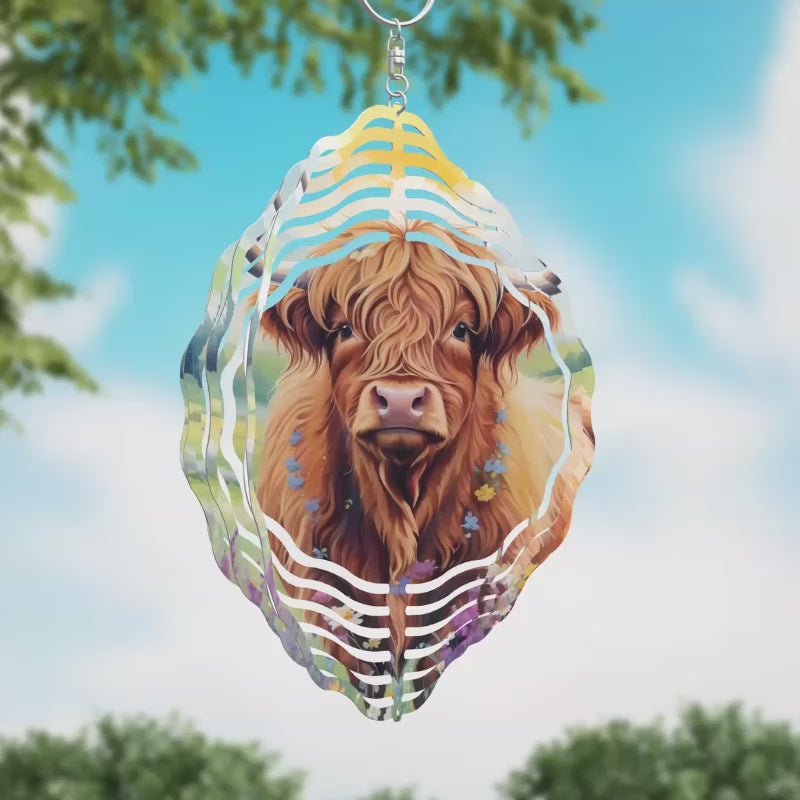 Long Haired Cattle Novelty Metal Wind Spinner