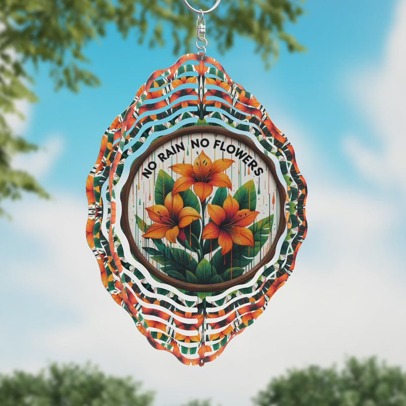 No Rain No Flowers Novelty Metal Wind Spinner WCS-233