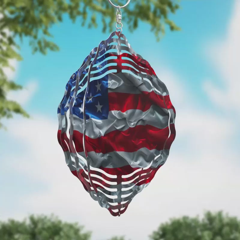 American Flag Foiled Novelty Metal Wind Spinner