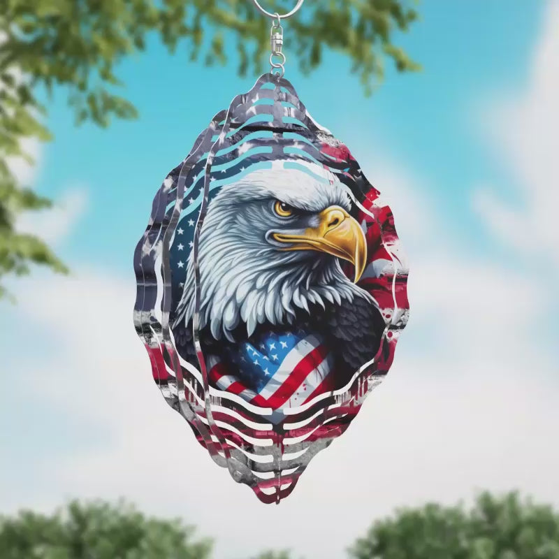 Eagle American Flag Novelty Metal Wind Spinner