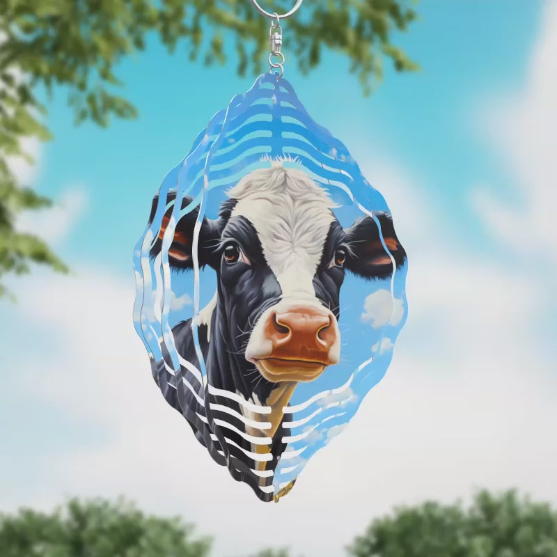 Cow and Clouds Novelty Metal Wind Spinner