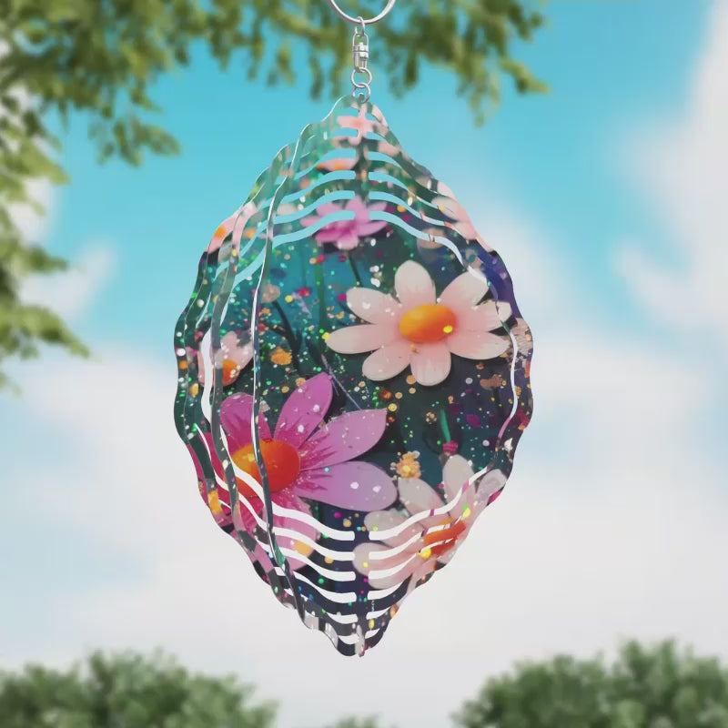 Wet Flowers Novelty Metal Wind Spinner