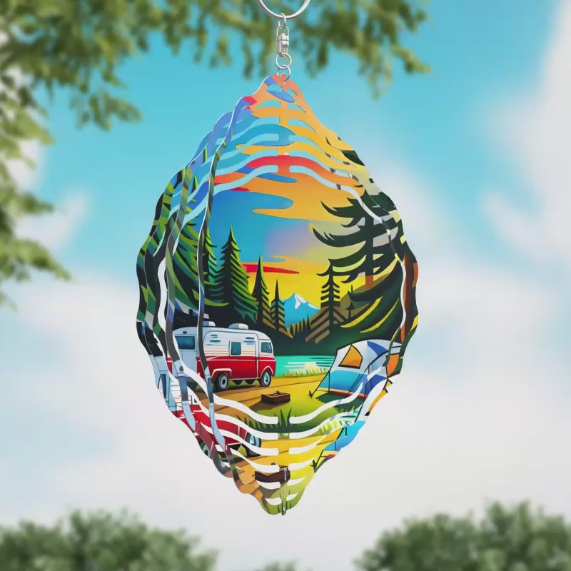 Camping in Forest Novelty Metal Wind Spinner