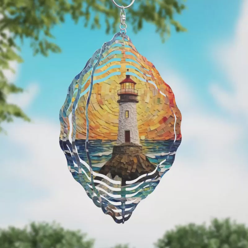 Lighthouse Novelty Metal Wind Spinner