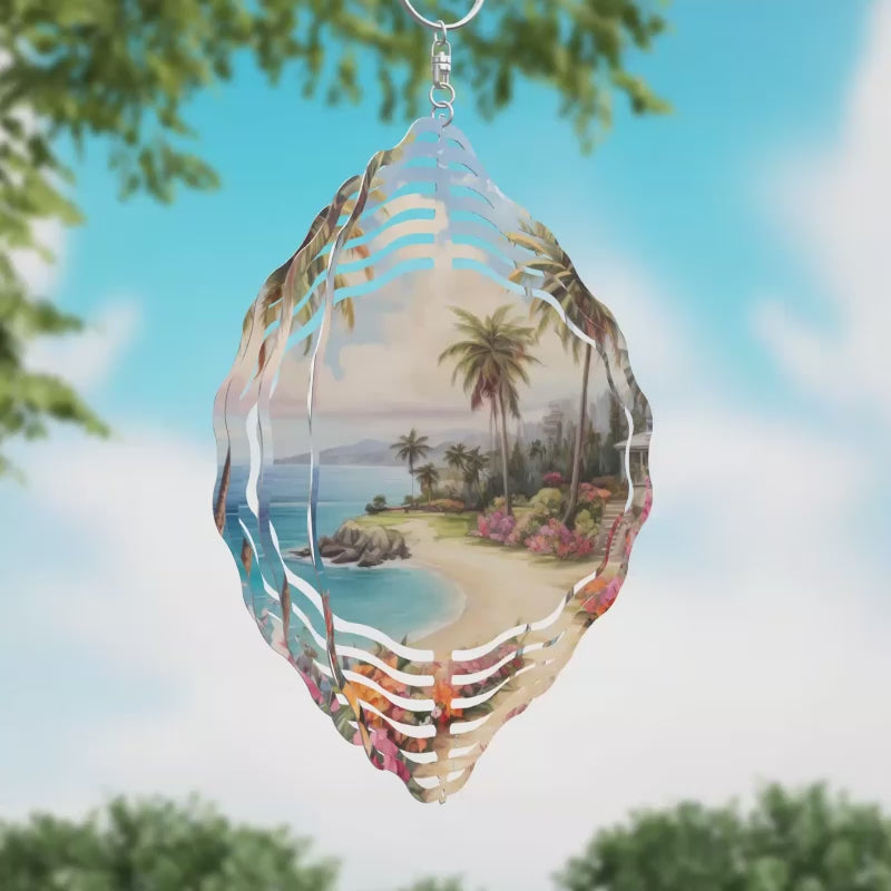 Tropical Path on Beach Novelty Metal Wind Spinner