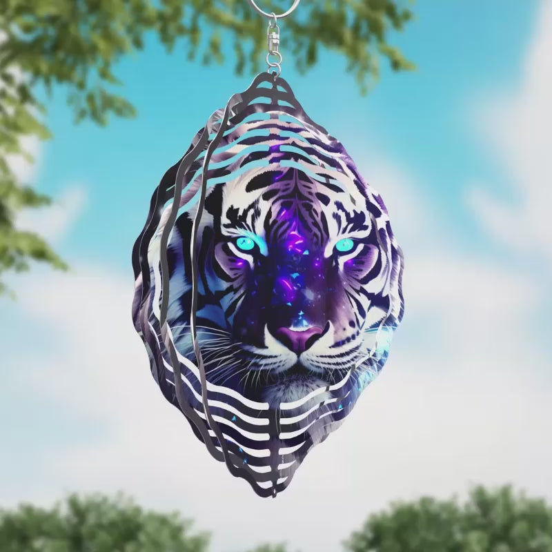 Black and White Tiger Novelty Metal Wind Spinner