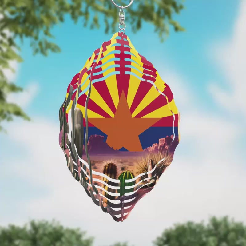 Arizona Flag with Desert Scene Novelty Metal Wind Spinner