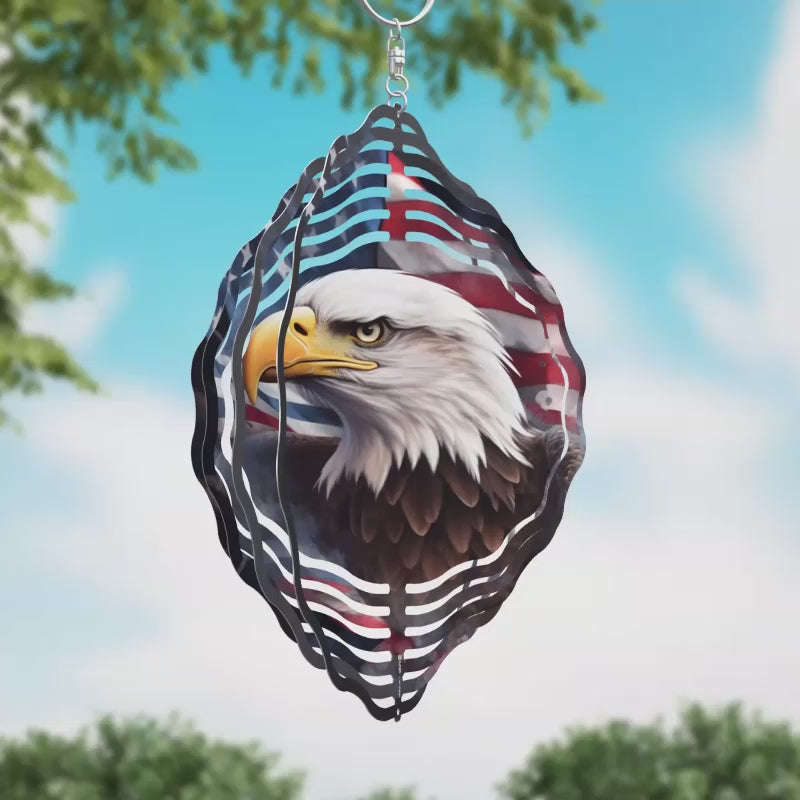 American Flag Eagle Novelty Metal Wind Spinner