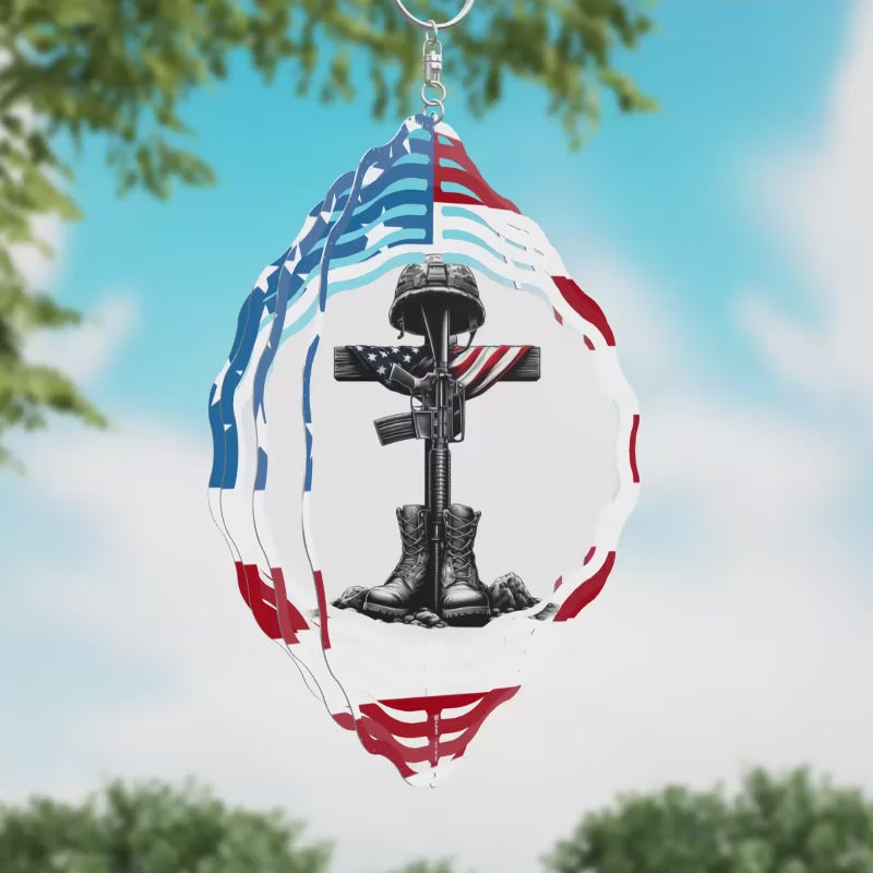 Soldiers Grave Cross Novelty Metal Wind Spinner