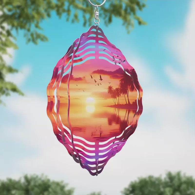 Sunset and Birds Novelty Metal Wind Spinner