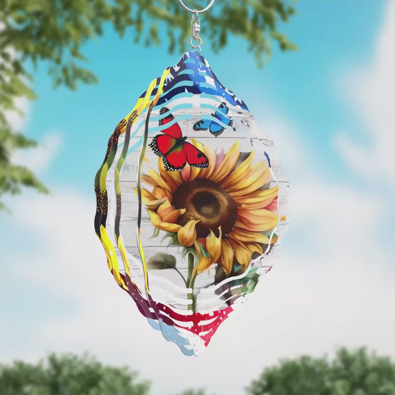 Sunflower with Butterflies Novelty Metal Wind Spinner