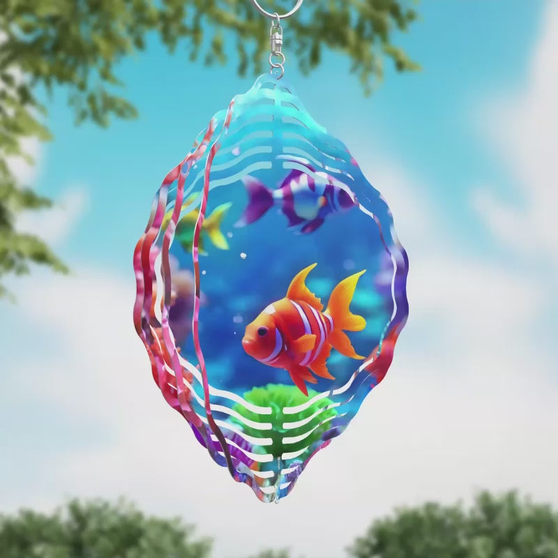 ColorfulFish in Water Novelty Metal Wind Spinner