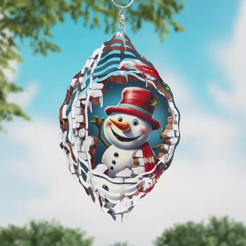 Snowman Bricks  Novelty Metal Wind Spinner