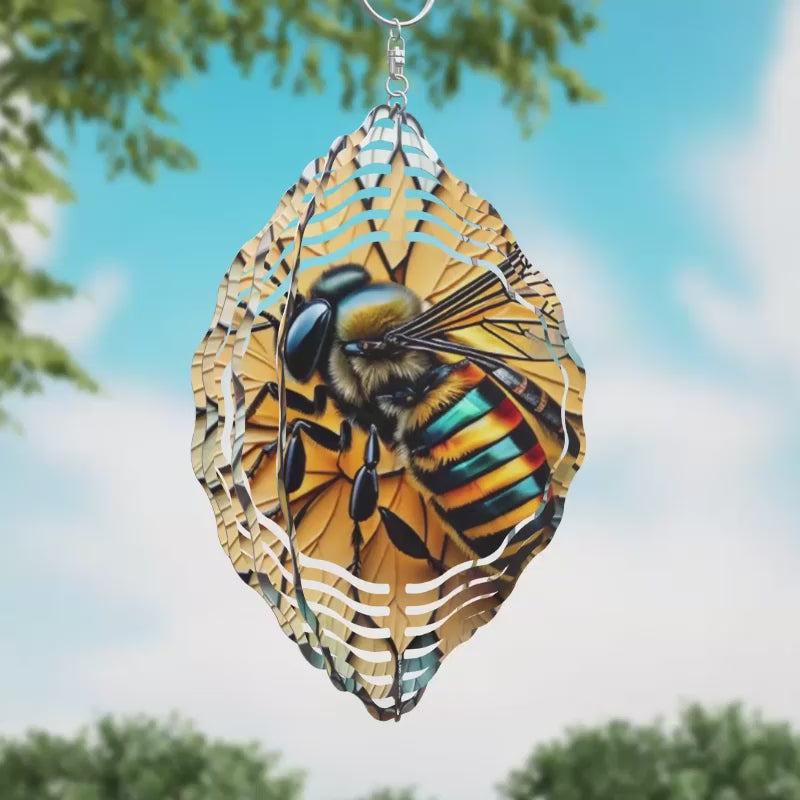 Bee on Flower Novelty Metal Wind Spinner