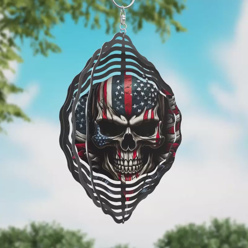 American Skull Novelty Metal Wind Spinner