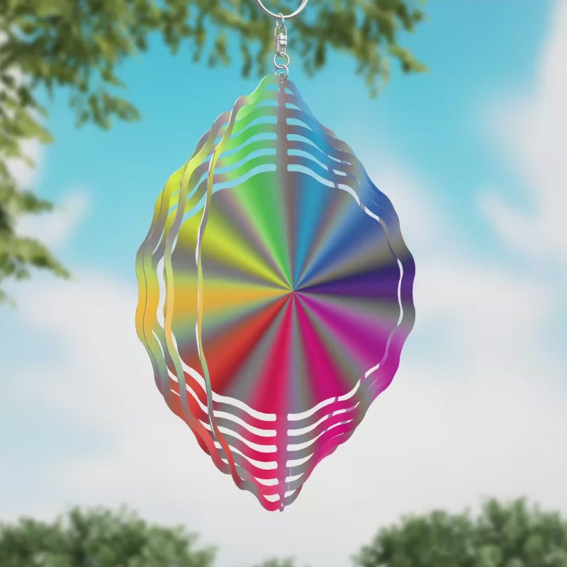 Rainbow Record Shape Novelty Metal Wind Spinner