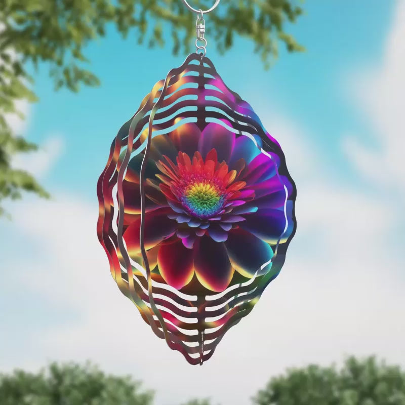 Colorful Abstract Flower Novelty Metal Wind Spinner