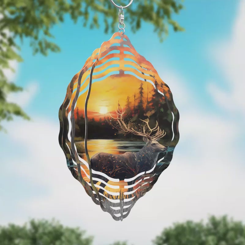 Elk Sunrise Novelty Metal Wind Spinner