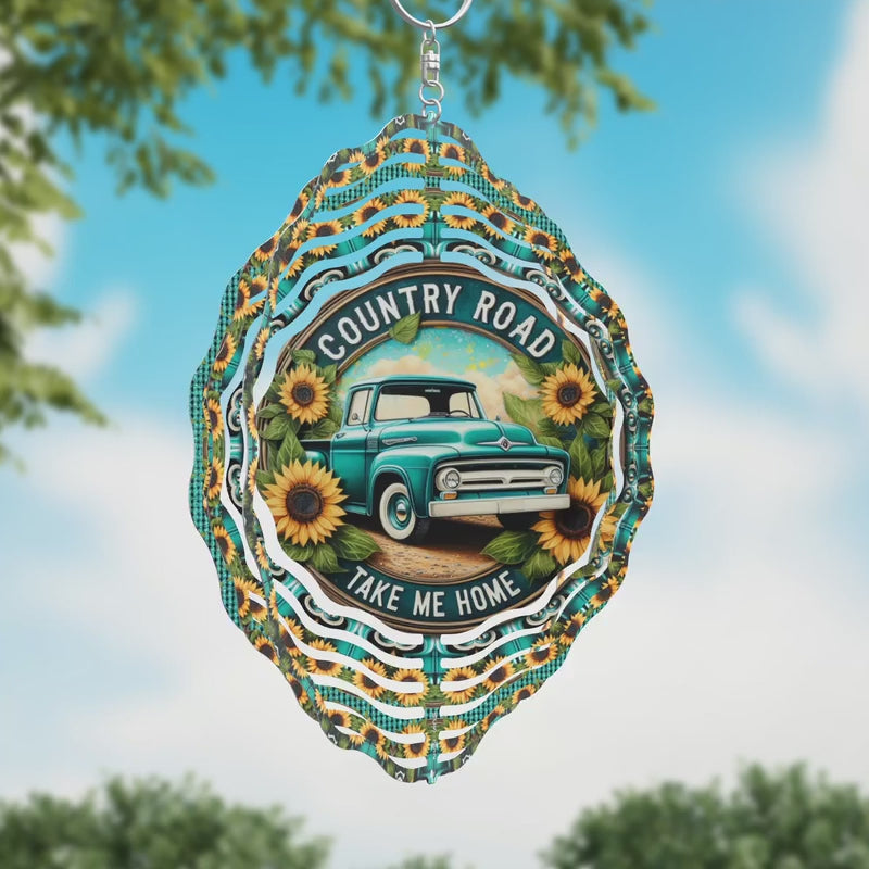 Country Road Take Me Home Novelty Metal Wind Spinner WCS-252