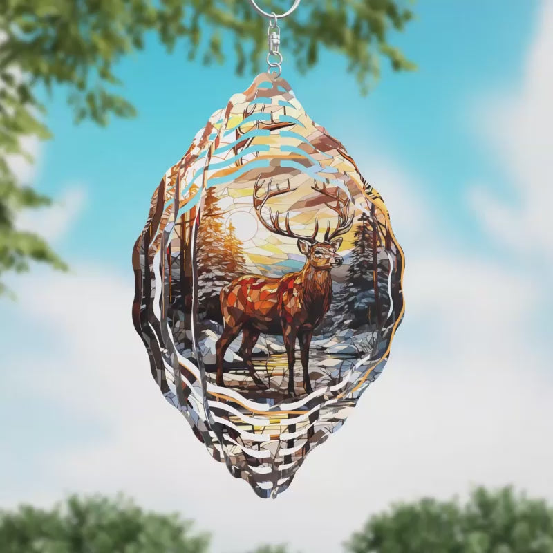 Deer in Woods Novelty Metal Wind Spinner