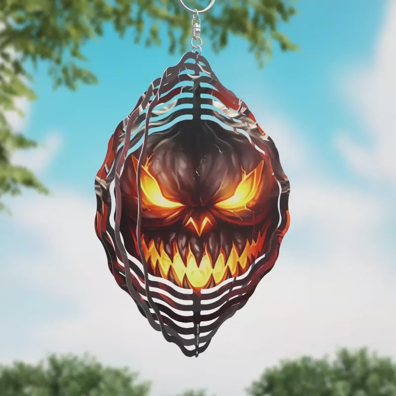 Halloween Dark Scary Pumpkin Novelty Metal Wind Spinner